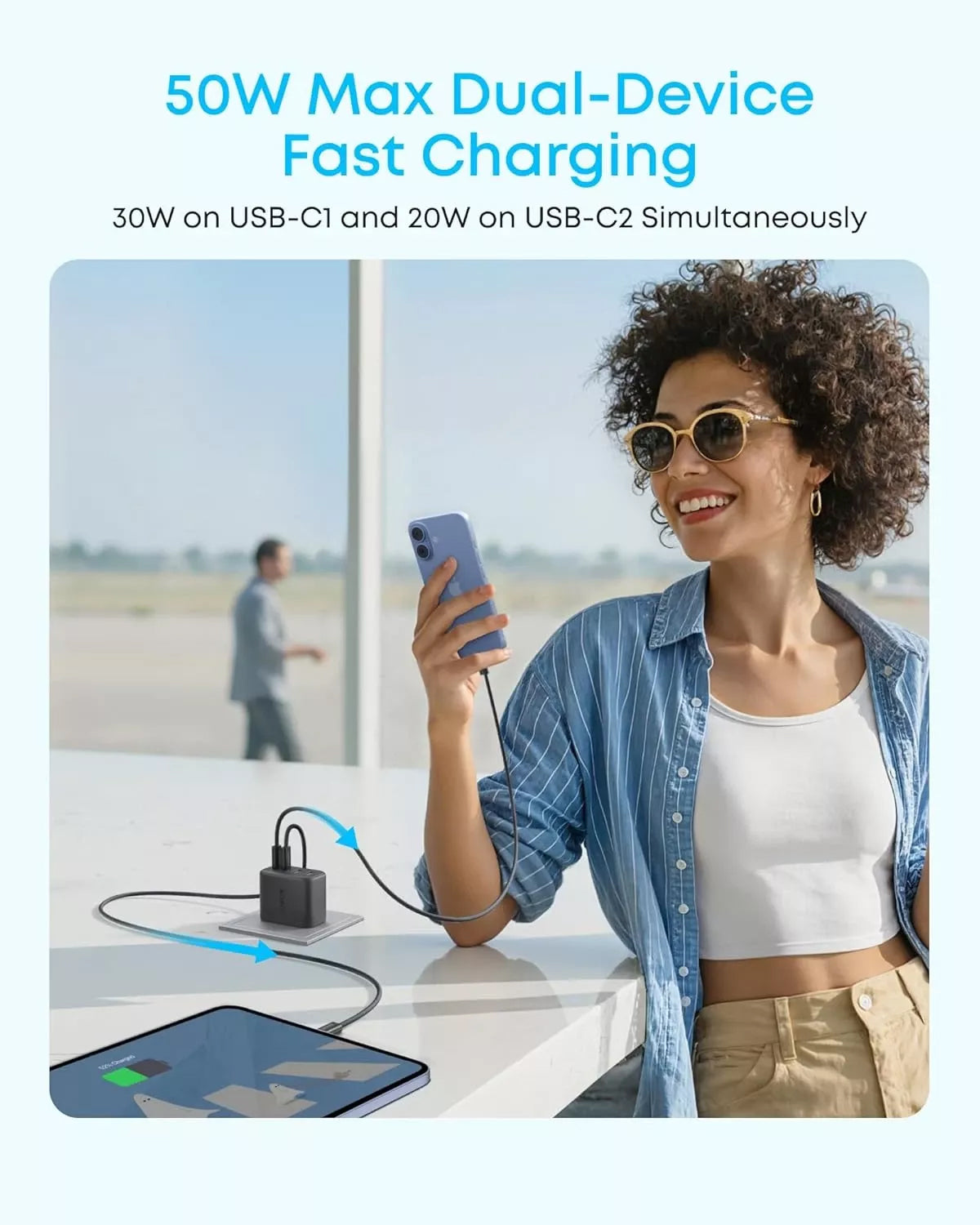 Anker Zolo mrežni punjač, 50W, 3A, 2 x USB-A - 2 x USB-C, Crni A121EG11