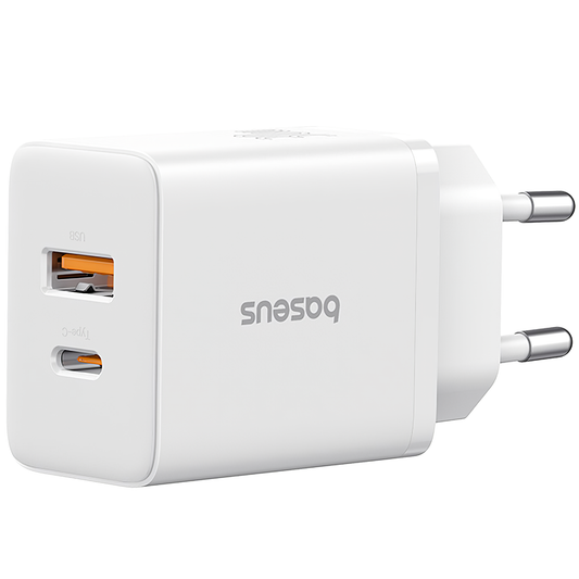 Punjač mreže Baseus Cube, 20W, 3A, 1 x USB-A - 1 x USB-C, Bijeli P10111403213-00