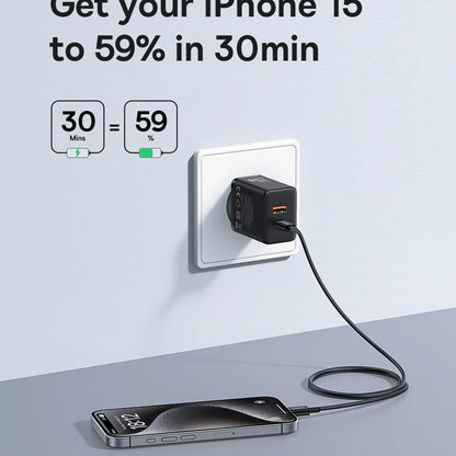 Punjač mreže Baseus Cube, 20W, 3A, 1 x USB-A - 1 x USB-C, Crni P10111403113-00