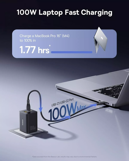 Punjač mreže Baseus EnerFill FE11, 100W, 5A, 1 x USB-A - 2 x USB-C, Sivi P10182102123