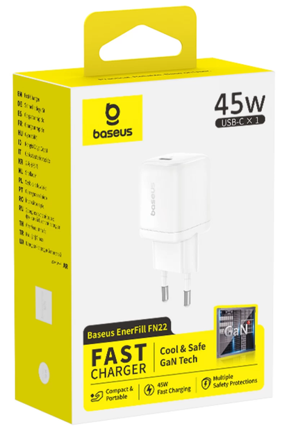 Mrežni punjač Baseus EnerFill FN22, 45 W, 3 A, 1 x USB-C, bijeli E0123301