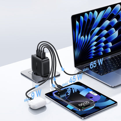 Mrežni punjač Baseus EnerFill FH11, 140W, 5A, 1 x USB-A - 3 x USB-C, Crni E0121J00