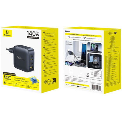 Mrežni punjač Baseus EnerFill FH11, 140W, 5A, 1 x USB-A - 3 x USB-C, Crni E0121J00