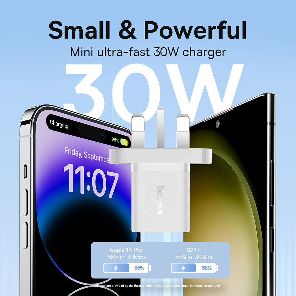 Punjač mreže Baseus GaN5 UK, 30W, 3A, 1 x USB-C, Bijeli P10110906213-00