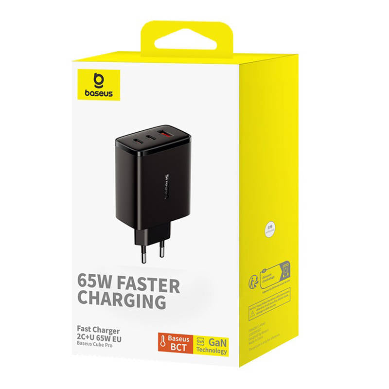 Punjač mreže Baseus OS-Cube Pro, 65W, 3.25A, 1 x USB-A - 2 x USB-C, Crni P10152301113-00