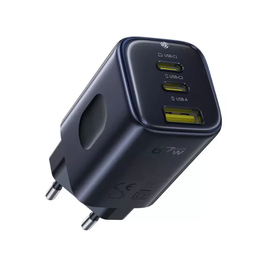 Punjač Baseus PicoGo AE11, 67W, 1 x USB-A - 2 x USB-C, Crni E0121200