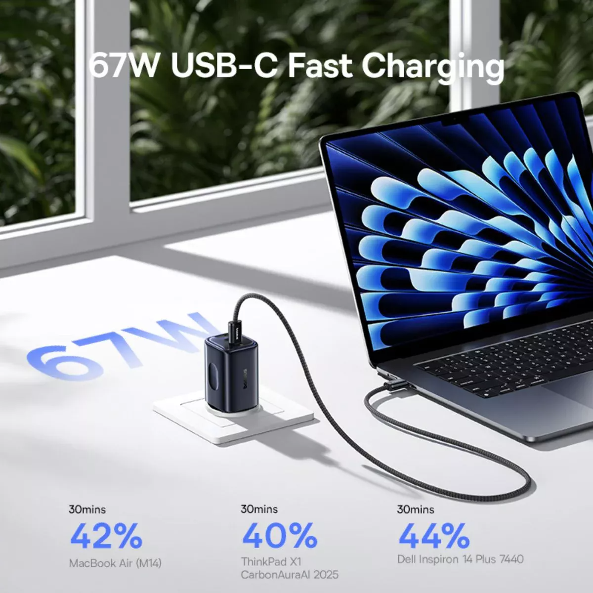 Punjač Baseus PicoGo AE11, 67W, 1 x USB-A - 2 x USB-C, Crni E0121200