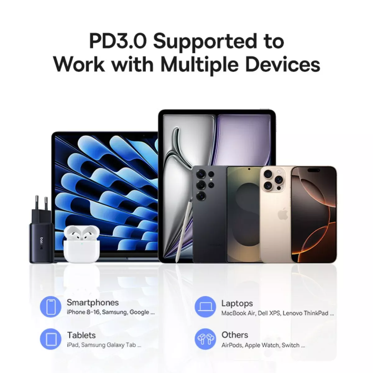 Punjač Baseus PicoGo AE11, 67W, 1 x USB-A - 2 x USB-C, Crni E0121200