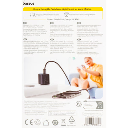 Punjač Baseus PicoGo, 45W, 3A, 1 x USB-C, crni P10176800123-00