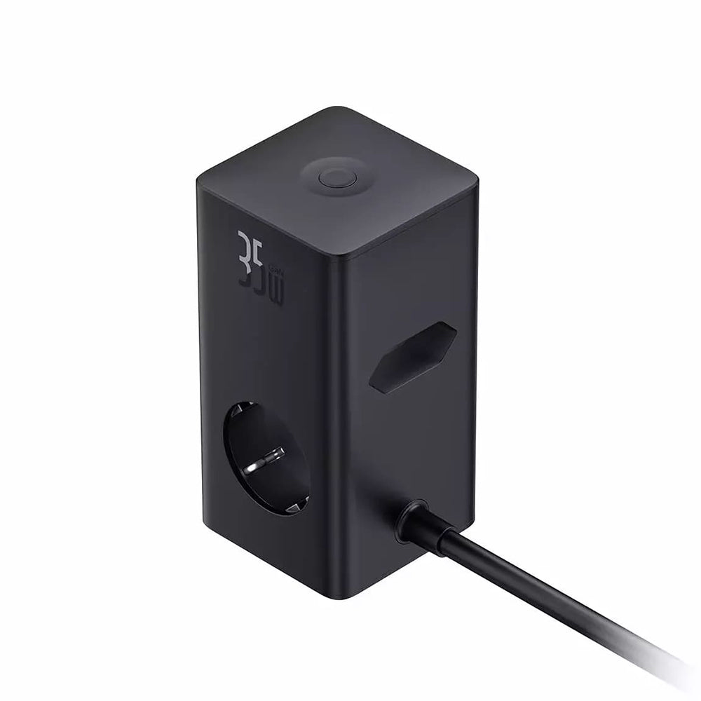 Punjač mreže Baseus PowerCombo, 35W, 5A, 2 x USB-A - 2 x USB-C - 3 x Schuko, Crni, Ponovno zapečaćen E00023606113-00