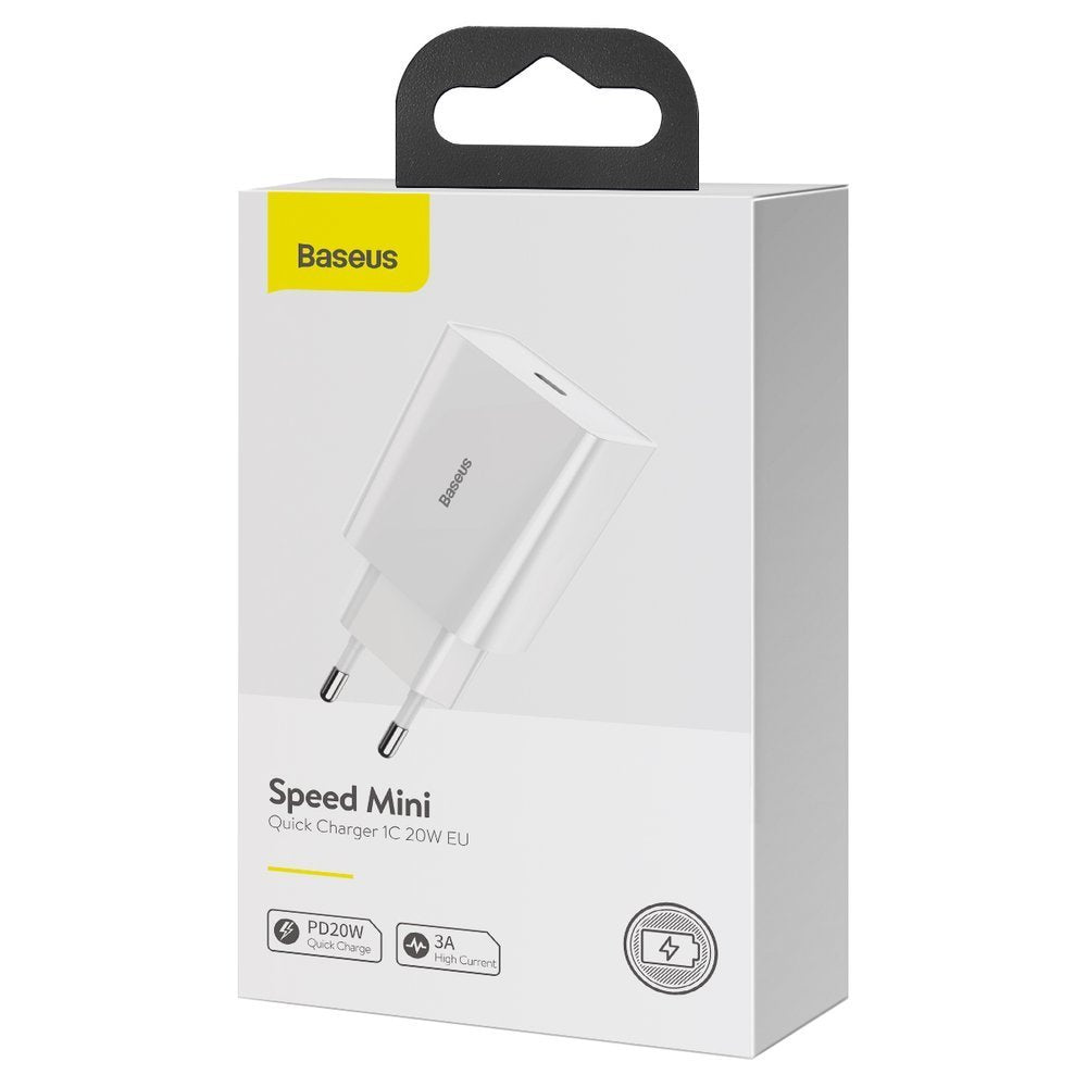 Punjač Baseus Speed Mini, 20W, 3A, 1 x USB-C, Bijeli CCFS-SN02