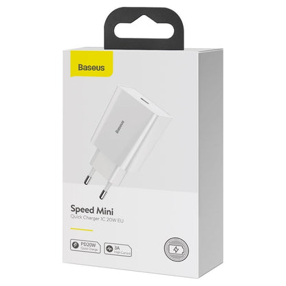 Punjač Baseus Speed Mini, 20W, 3A, 1 x USB-C, Bijeli CCFS-SN02