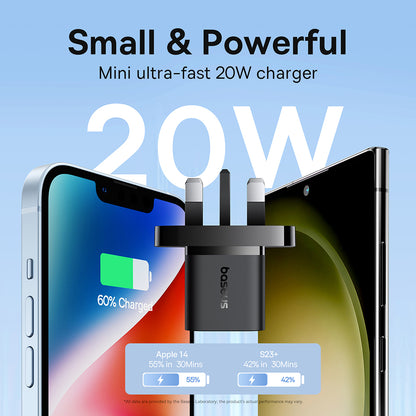 Punjač Baseus UK mreže, 20W, 3A, 1 x USB-C, Crni P10110907113-00