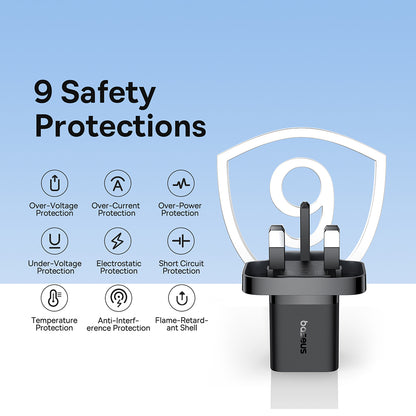 Punjač Baseus UK mreže, 20W, 3A, 1 x USB-C, Crni P10110907113-00