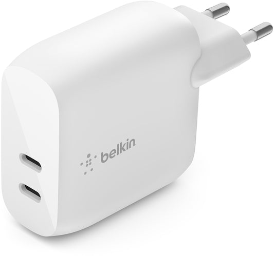 Punjač Mreže Belkin BoostCharge Dual, 40W, 3A, 2 x USB-C, Bijeli WCB006vfWH