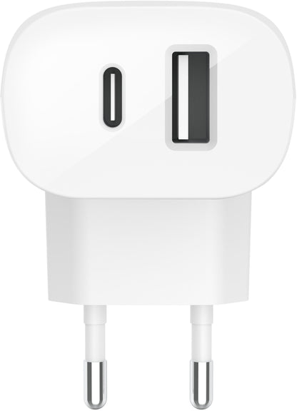 Punjač Mreže Belkin BoostCharge Dual, 37W, 3A, 1 x USB-A - x USB-C, Bijeli WCB007vfWH
