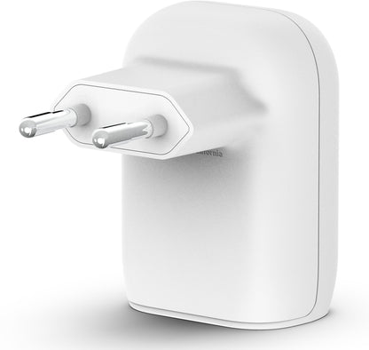 Punjač Mreže Belkin BoostCharge Dual, 37W, 3A, 1 x USB-A - x USB-C, Bijeli WCB007vfWH