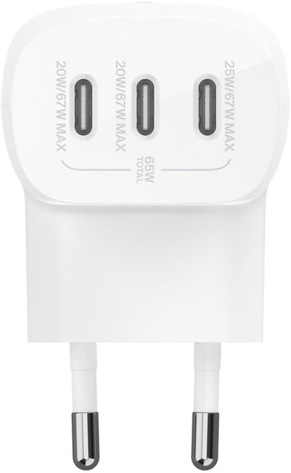 Punjač Mreže Belkin BoostCharge, 67W, 3A, 3 x USB-C, Bijela WCC002vfWH