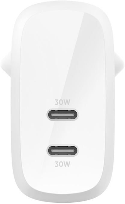 Punjač Mreže Belkin BoostCharge Pro Dual, 60W, 3A, 2 x USB-C, Bijeli WCB010vfWH