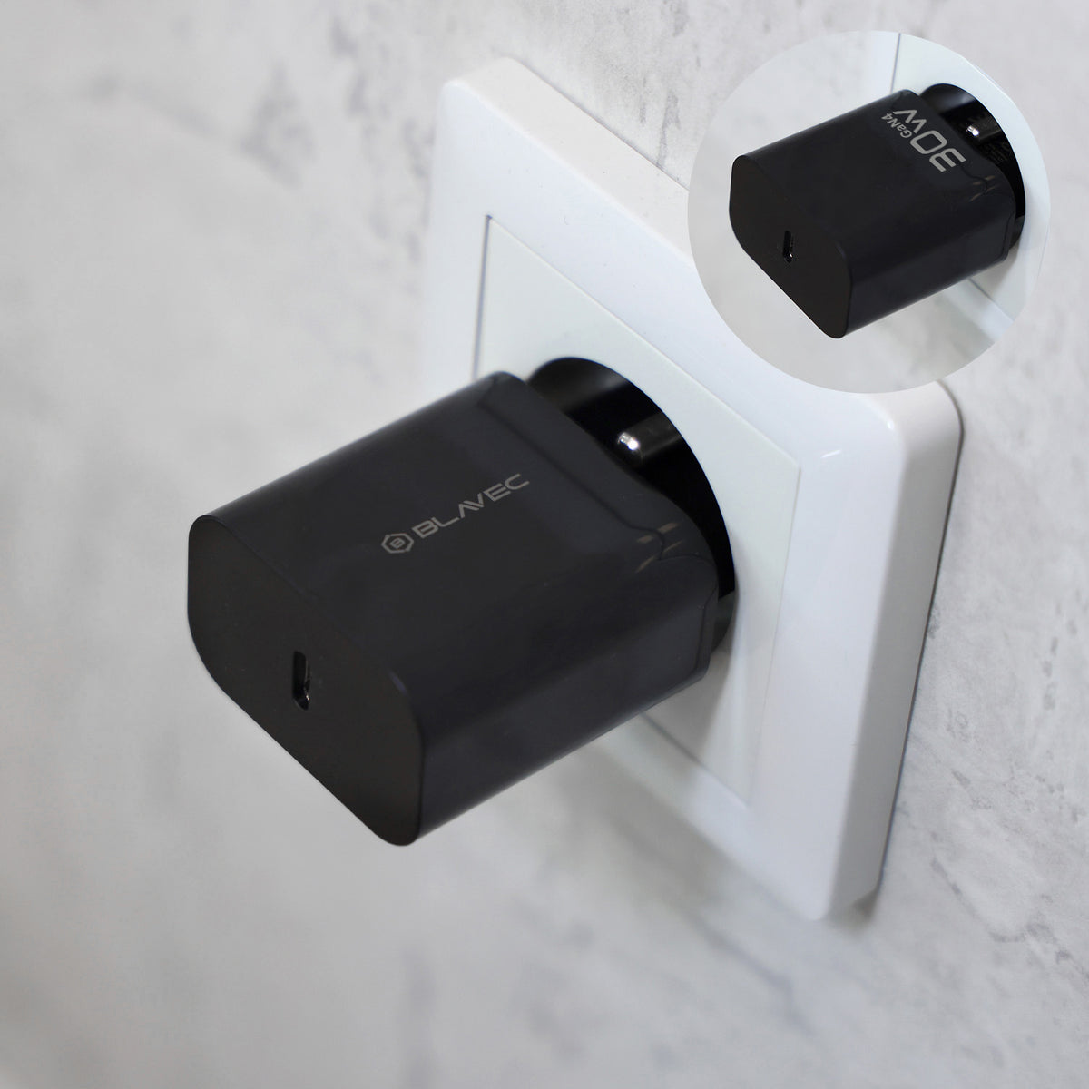 Mrežni punjač Blavec BC-14, 30 W, 3 A, 1 x USB-C, crni