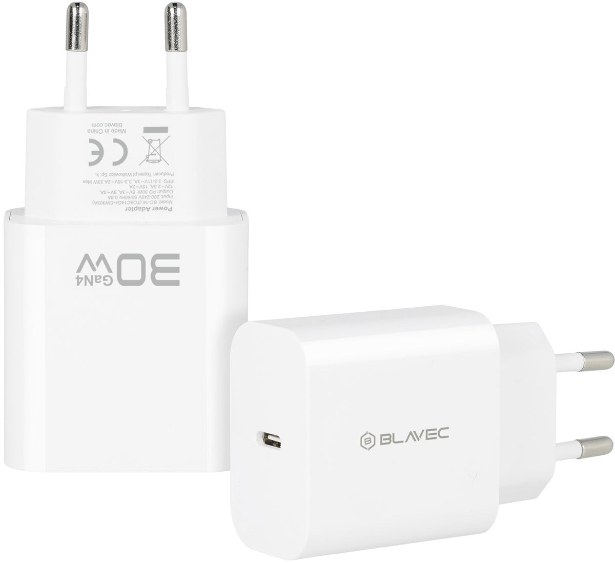 Mrežni punjač Blavec BC-14, 30 W, 3 A, 1 × USB-C, bijeli