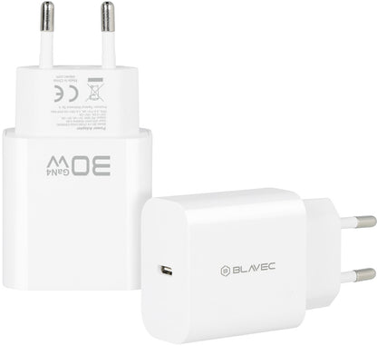 Mrežni punjač Blavec BC-14, 30 W, 3 A, 1 × USB-C, bijeli