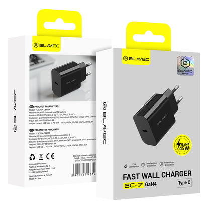 Punjač za mrežu Blavec BC-7, 45W, 3A, 1 x USB-C, Crni