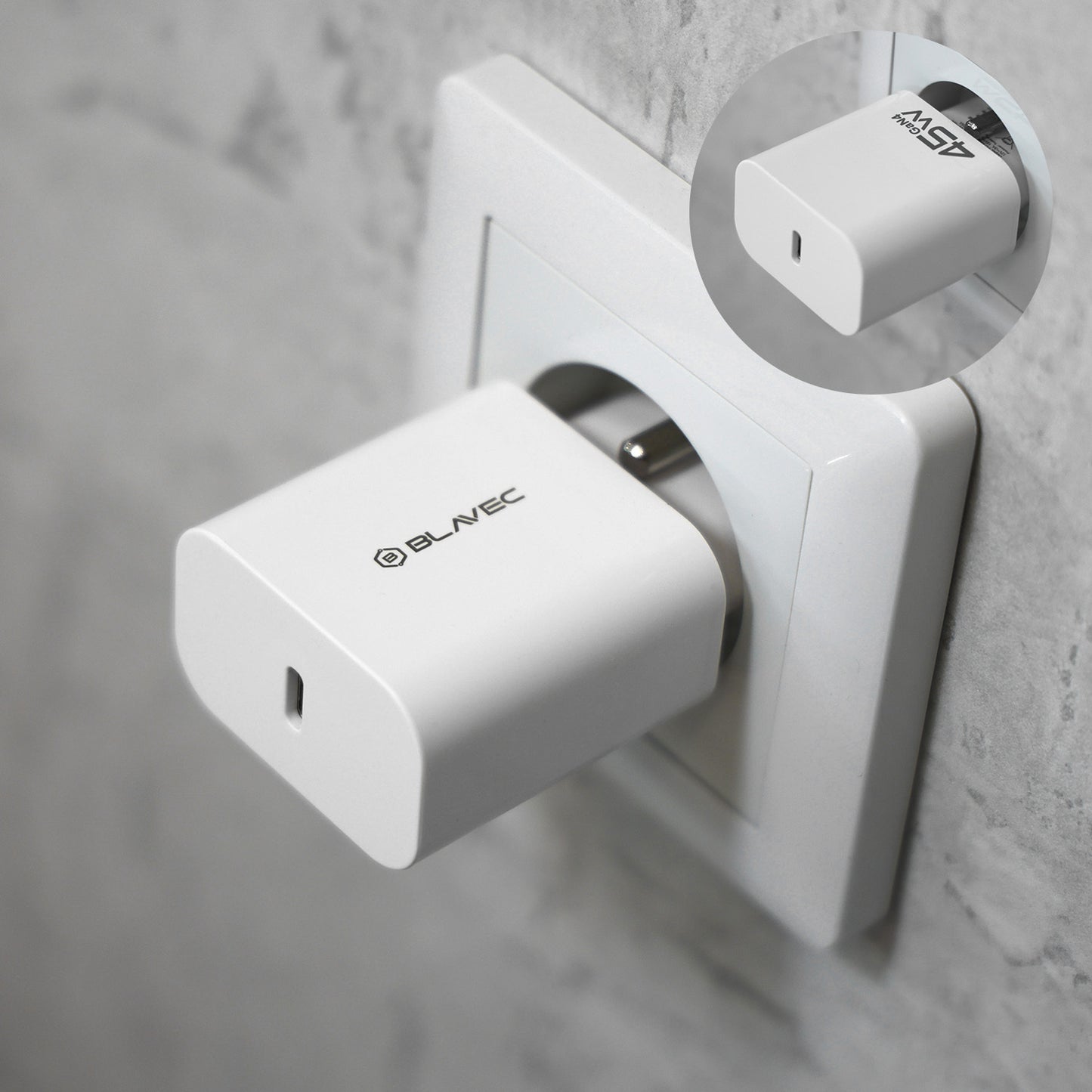 Punjač za mrežu Blavec BC-7, 45W, 3A, 1 x USB-C, Bijeli
