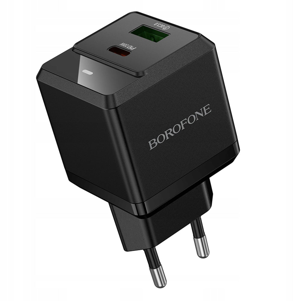 Mrežni punjač Borofone BN19 Intenso, 20W, 3A, 1 x USB-A - 1 x USB-C, Crni