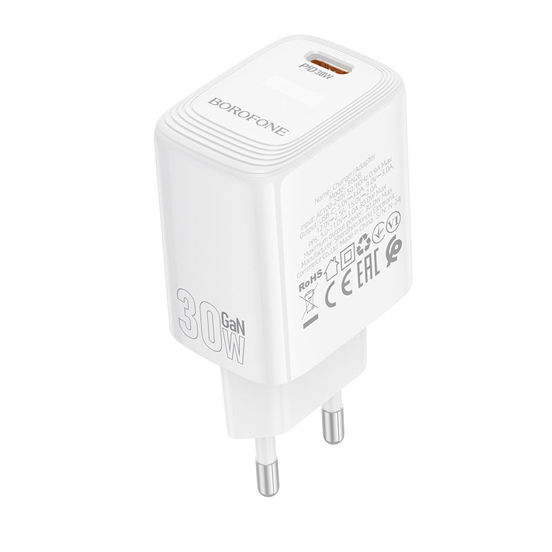 Punjač mreže Borofone BN28 Fuente, 30W, 3A, 1 x USB-C, Bijeli