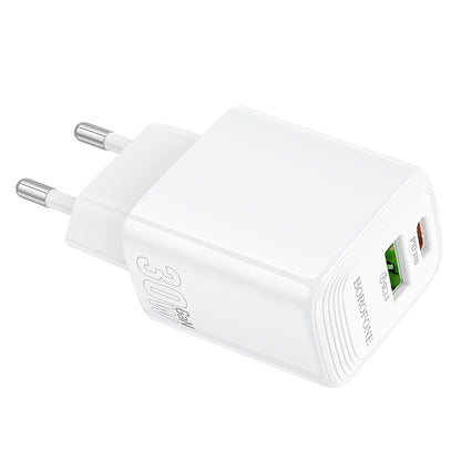 Mrežni punjač Borofone BN29 Fuente, 30W, 3A, 1 x USB-A - 1 x USB-C, Bijeli
