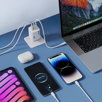 Punjač za mrežu BWOO CDA147, 65W, 4.5A, 1 x USB-A - 2 x USB-C, Bijeli