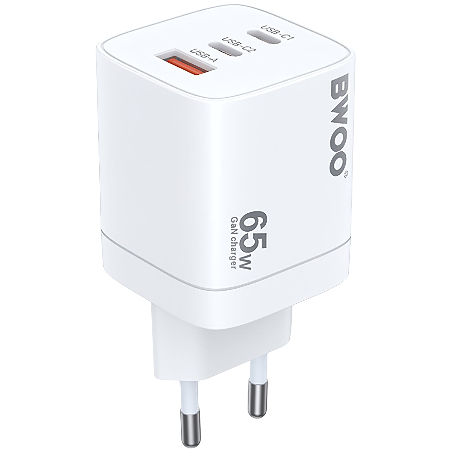 Punjač za mrežu BWOO CDA147, 65W, 4.5A, 1 x USB-A - 2 x USB-C, Bijeli