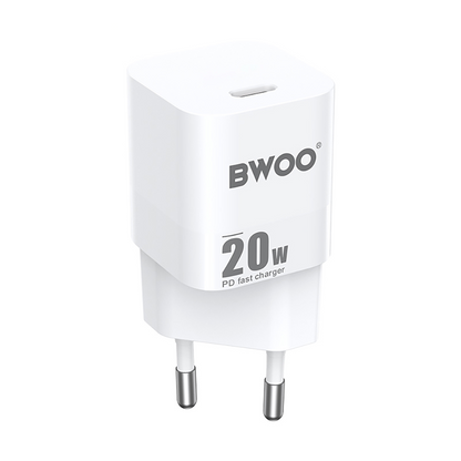 Punjač za mrežu BWOO CDA155, 20W, 3A, 1 x USB-C, Bijela