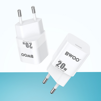 Punjač za mrežu BWOO CDA155, 20W, 3A, 1 x USB-C, Bijela