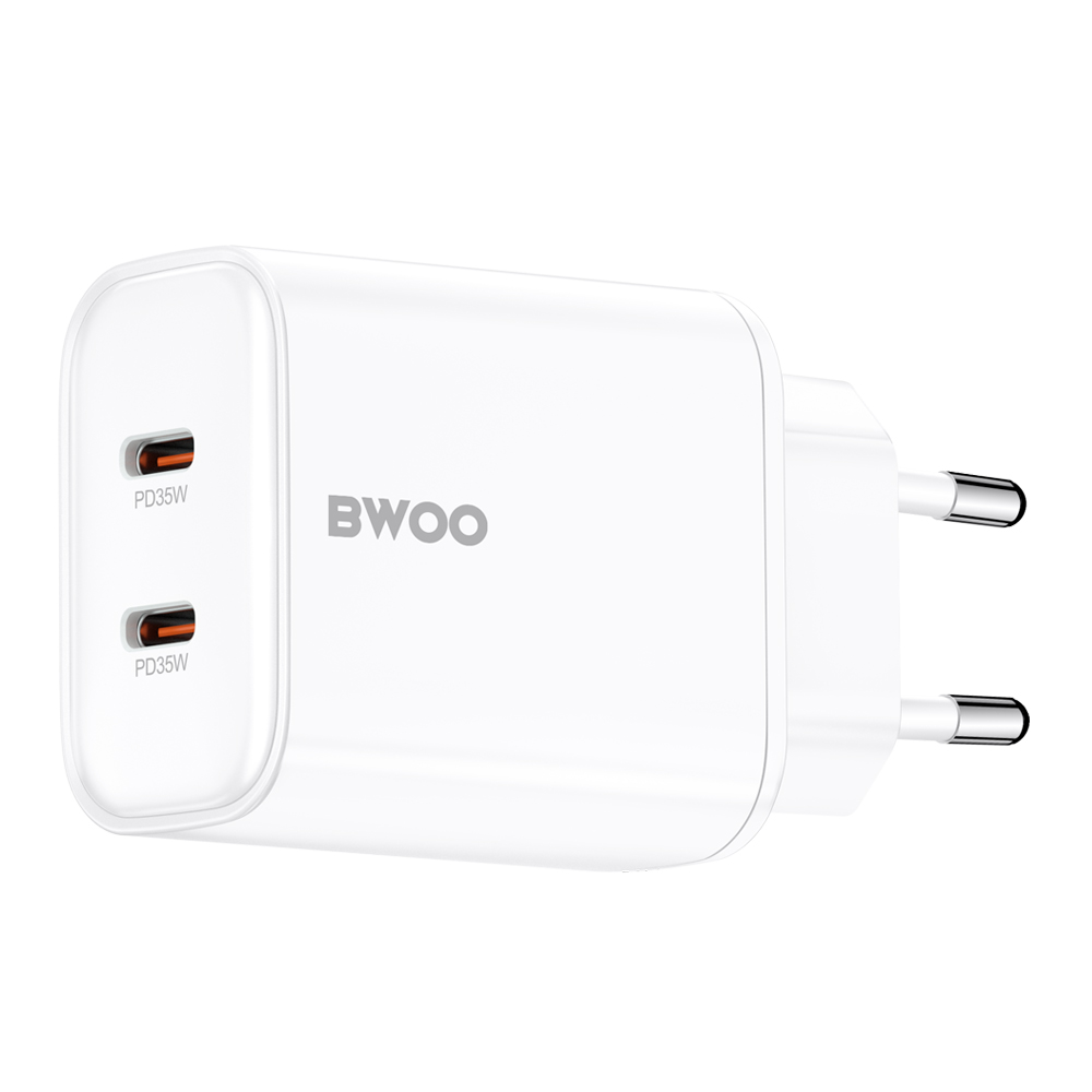 Mrežni punjač BWOO CDA206, 35W, 3A, 2 x USB-C, Bijeli