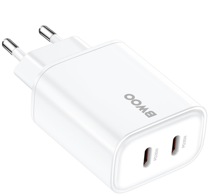 Mrežni punjač BWOO CDA206, 35W, 3A, 2 x USB-C, Bijeli