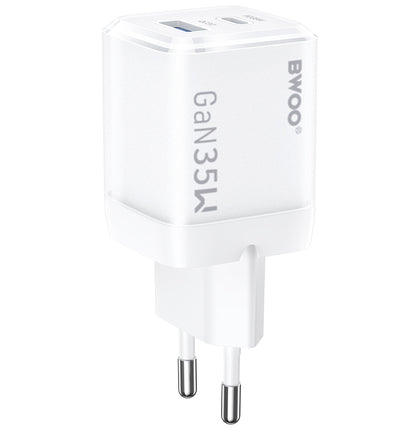 Punjač za mrežu BWOO CDA222, 35W, 3A, 1 x USB-A - 1 x USB-C, Bijeli