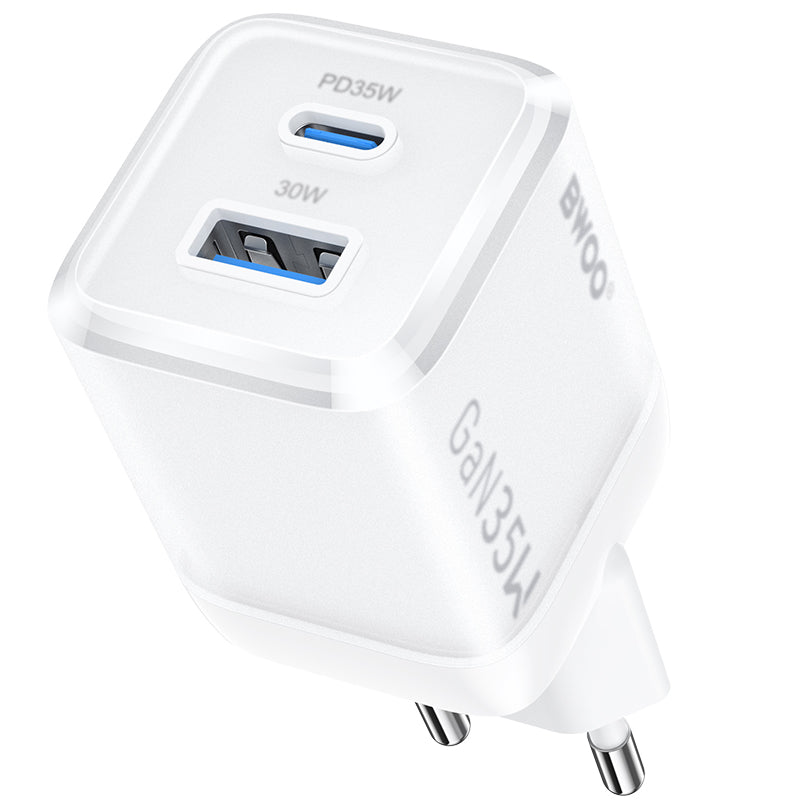 Punjač za mrežu BWOO CDA222, 35W, 3A, 1 x USB-A - 1 x USB-C, Bijeli