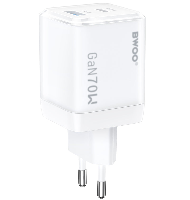 Mrežni punjač BWOO CDA224, 70W, 3.25A, 1 x USB-A - 1 x USB-C, Bijeli