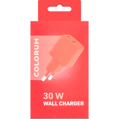Mrežni punjač Colorum CLS30-AC-02, 30W, 3A, 1 x USB-A - 1 x USB-C, Magenta