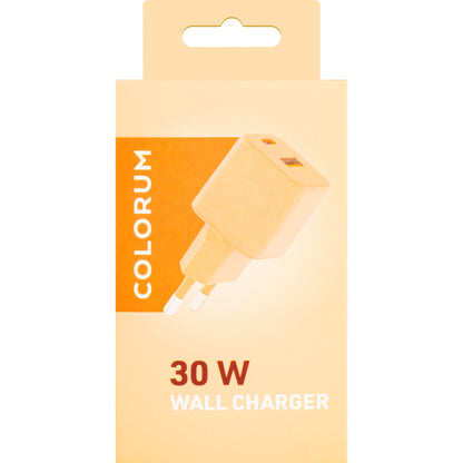 Mrežni punjač Colorum CLS30-AC-14, 30W, 3A, 1 x USB-A - 1 x USB-C, Narančasta