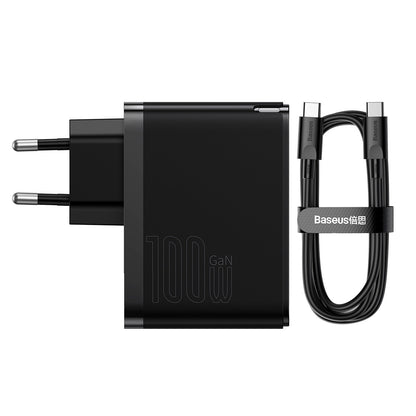 Mrežni punjač s USB-C kabelom Baseus GaN5 Pro, 100W, 3A, 1 x USB-A - 1 x USB-C, Crni CCGP090201
