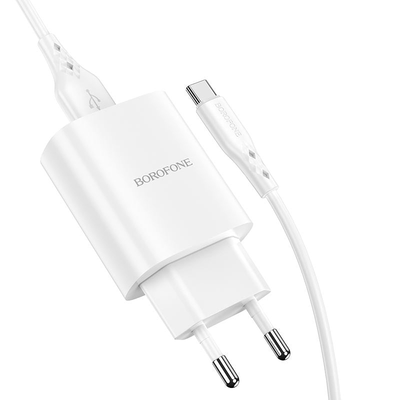 Mrežni punjač s USB-C kabelom Borofone BN1, 10W, 2.1A, 1 x USB-A, Bijeli