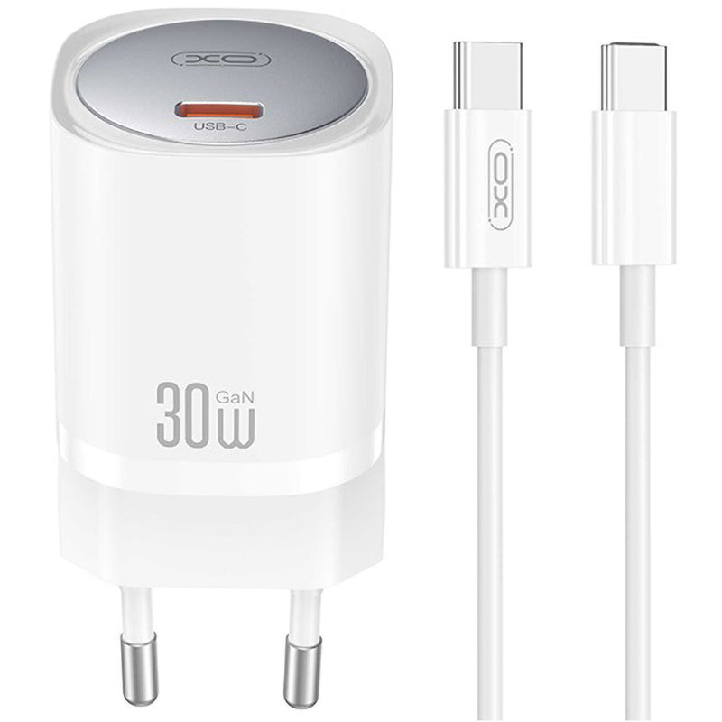 Punjač za mrežu s USB-C kabelom XO Design CE20, 30W, 3A, 1 x USB-C, Bijeli