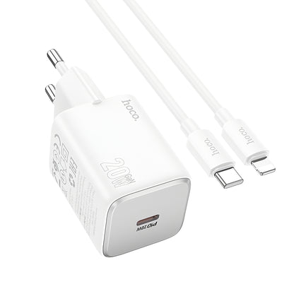 Punjač za mrežu s Lightning kabelom HOCO N40, 20W, 3A, 1 x USB-C, Bijeli