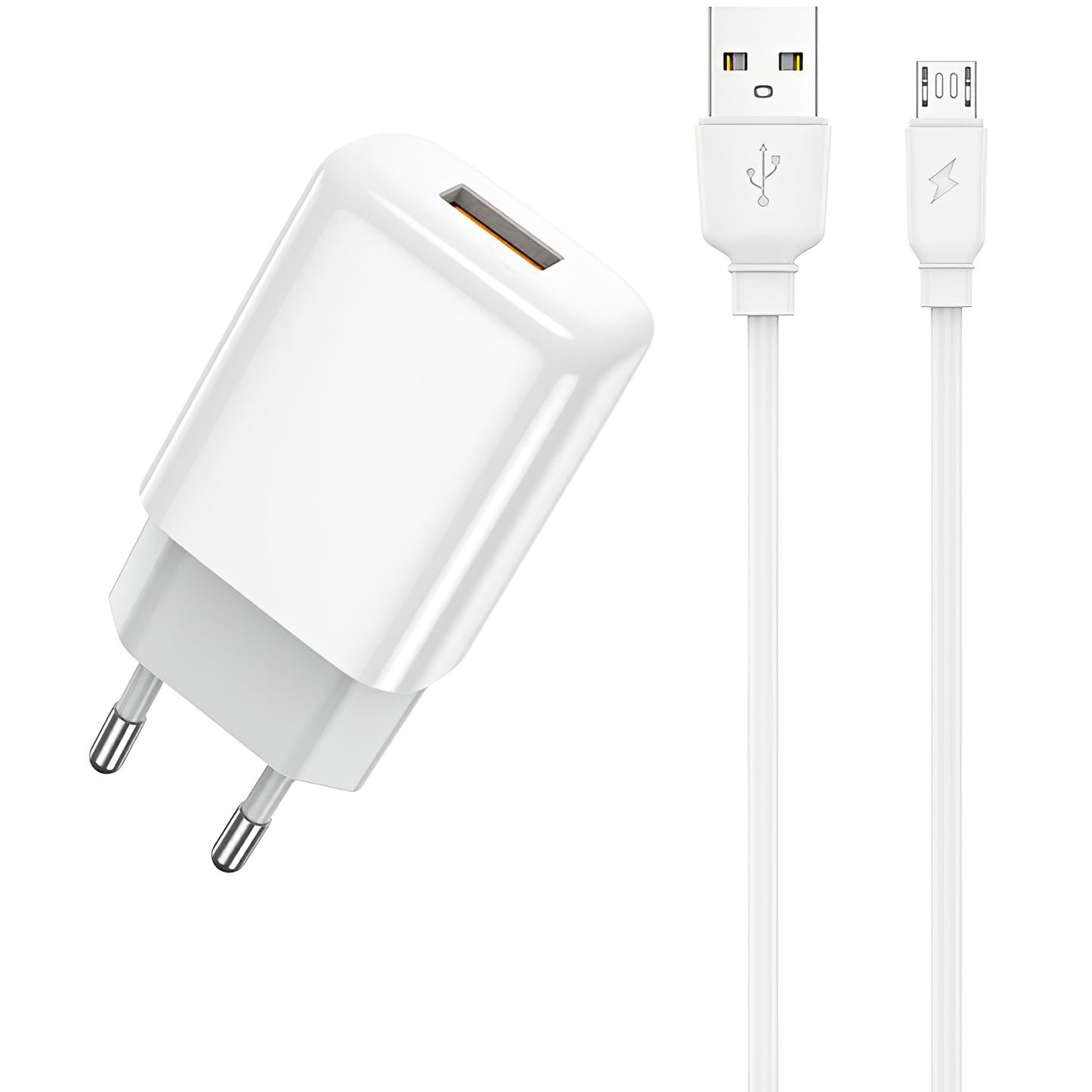 Punjač za mrežu s microUSB kabelom Prestico F7S, 12W, 2.4A, 1 x USB-A, Bijeli