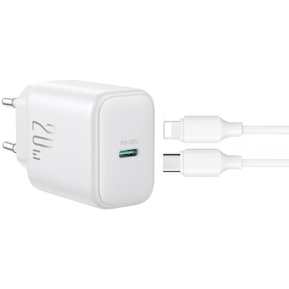 Punjač za mrežu s Lightning kabelom Joyroom JR-TCF20, 20W, 3A, 1 x USB-C, Bijeli
