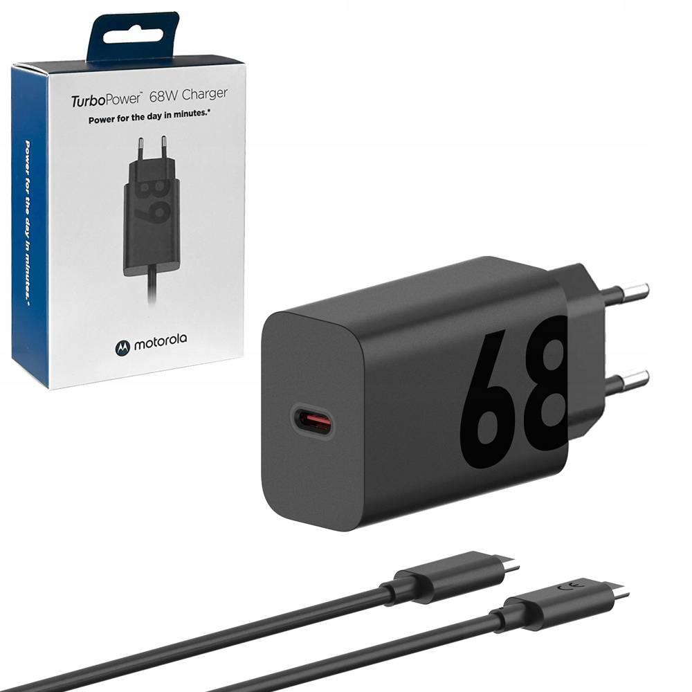 Punjač za mrežu s USB-C kabelom Motorola, 68W, 6.2A, 1 x USB-C, crni PG38C06281
