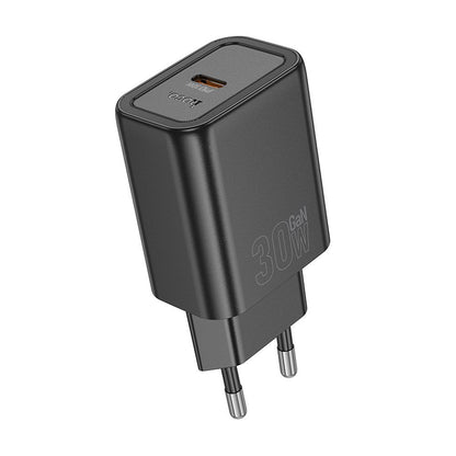 Punjač za mrežu HOCO N63, 30W, 3A, 1 x USB-A - 1 x USB-C, Crni